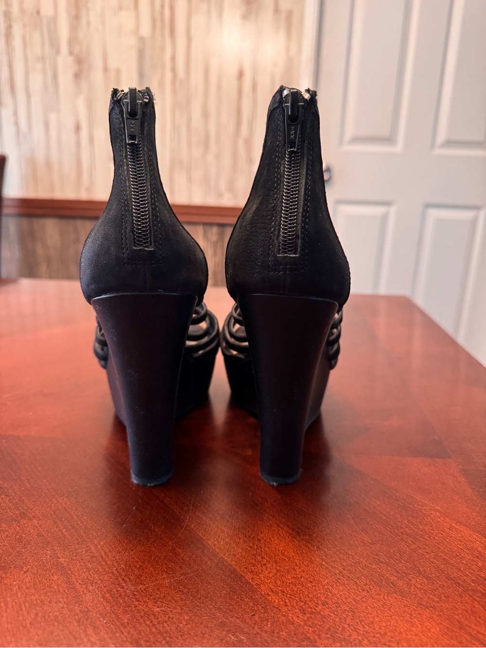 Gianni Bini Black Cutout Wedge Heels - Picture 3 of 5